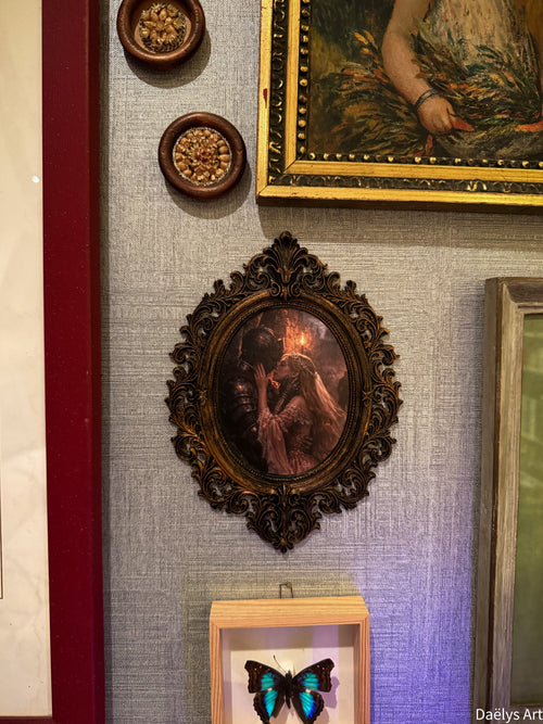 cadre décoratif gothique, cadre baroque, decoration witchy, spooky, halloween, sorcières, décoration murale, film d'horreur, magie, lune et soleil, féerique, princesse, romantasy, oeuvre d'art, fantasy