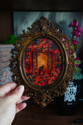 cadre décoratif gothique, cadre baroque, decoration witchy, spooky, halloween, sorcières, décoration murale, film d'horreur, magie, lune et soleil, féerique, princesse, romantasy, oeuvre d'art, fantasy, dragon